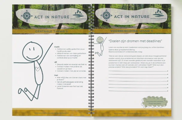 Foto van het binnenwerk van het ACT in Nature werkboek